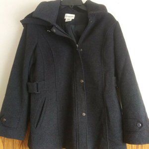 Dark Gray Women's Petite Medium Wool Blend Coat